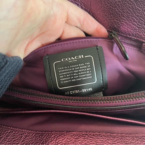 Coach Metallic Plum Star-Studded Mercer Satchel - Picture 2 of 12